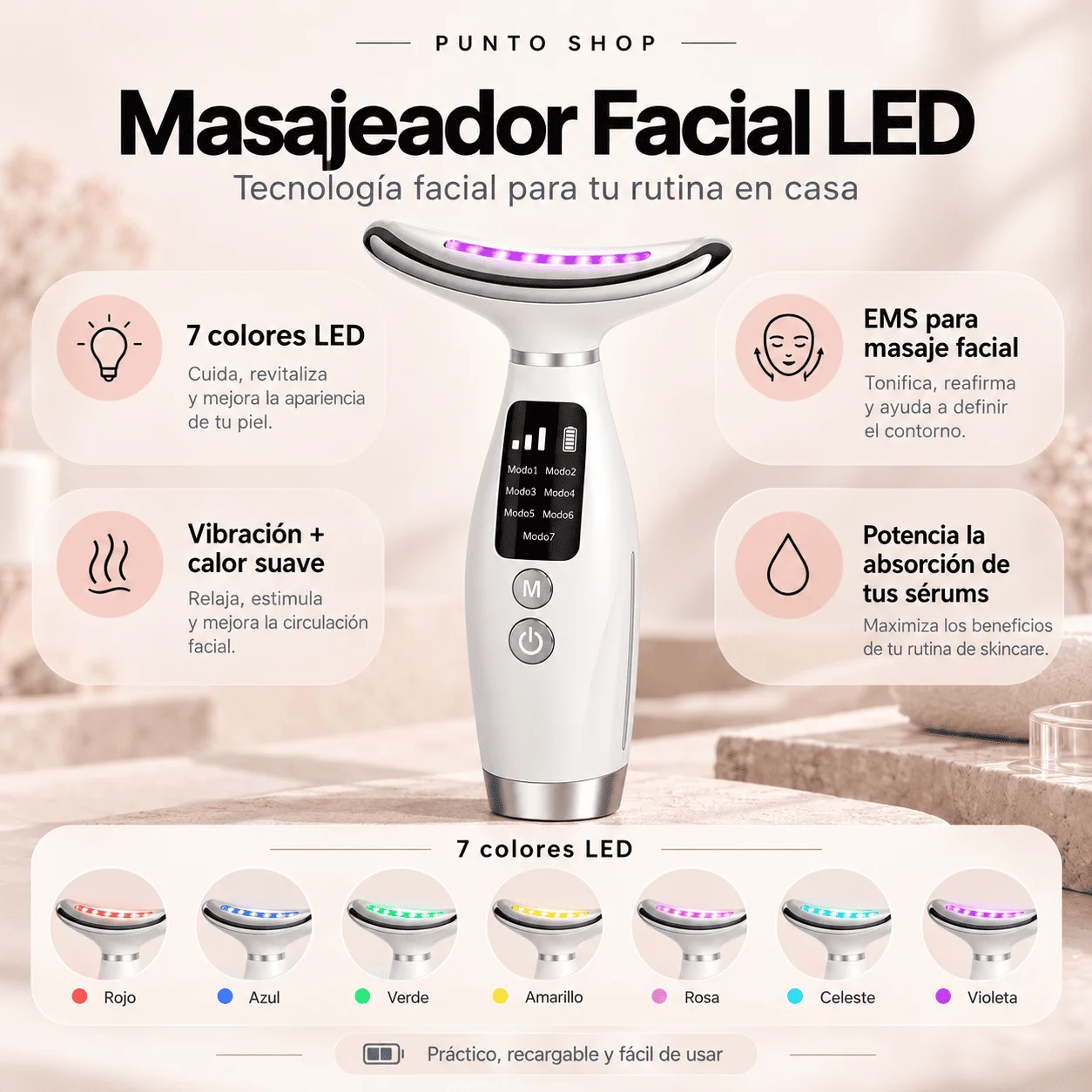 Masajeador Facial LED de 7 Colores — foto 3